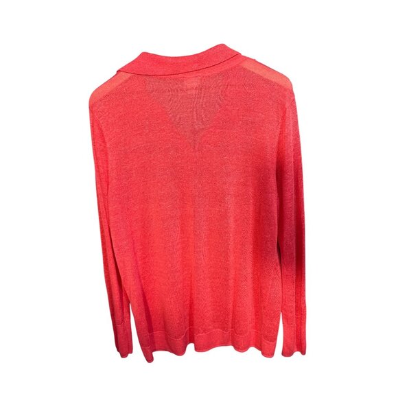 Chicos Womens Red Long-Sleeve V-Neck Sweater Size 0 US S Lightweight Linen Rayon - Picture 1 of 4